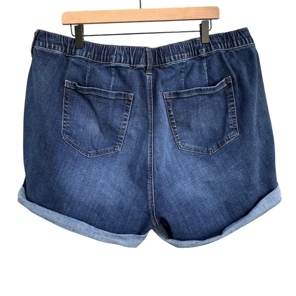 Torrid Set of 2 Pull-On Denim Drawstring Shorts Cuffed Hem 3X Light & Dark Wash
